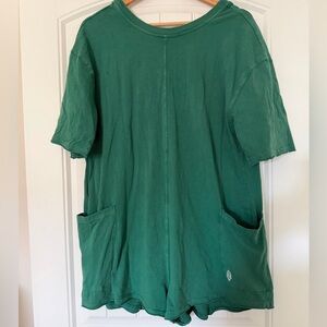 Green Short-Sleeve Pocket Romper
